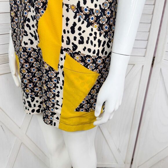 Topshop Patchwork Floral Animal Print Crepe Romper Yellow Black 6 - Picture 8 of 14